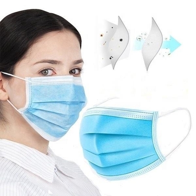 Hafif Dokunmamış Tek Kullanımlık Yüz Maskeleri Kulak Askısı ile 3 Katlı Tıbbi Yüz Maskesi